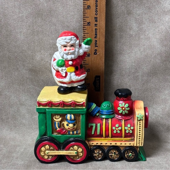 Vintage Ceramic Santa Claus On Train Musical Box - Picture 5 of 5